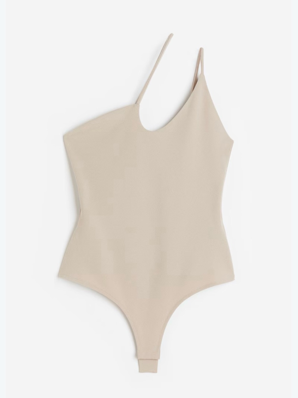 H&M Neutral Beige Asymmetric One-Shoulder Bodysuit